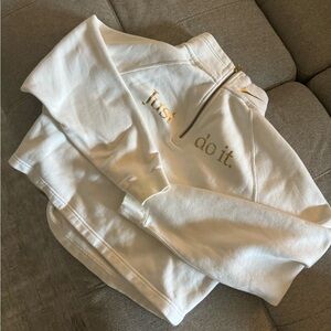 White and gold cropped Nike quarter zip hoodie sweatshirt